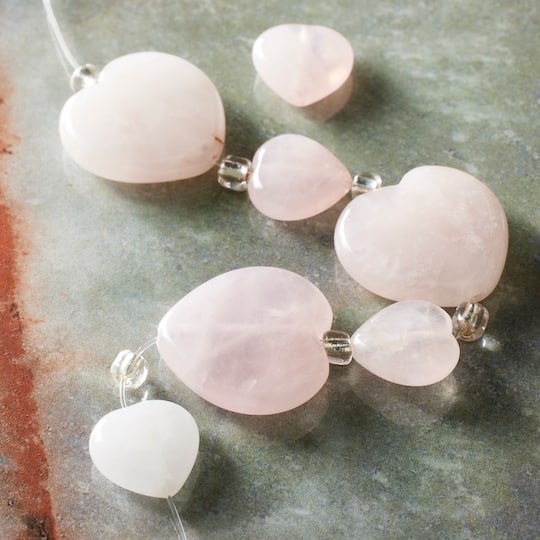 12 Pack: Light Pink Mixed Heart Rose Quartz Beads, 20mm by Bead Landing™
